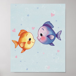 Poster Amor Debaixo do Mar – Casal de Peixes Adoráveis em