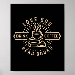 Poster Amor Deus Beba Café Ler Livros Amantes Vintage Ch