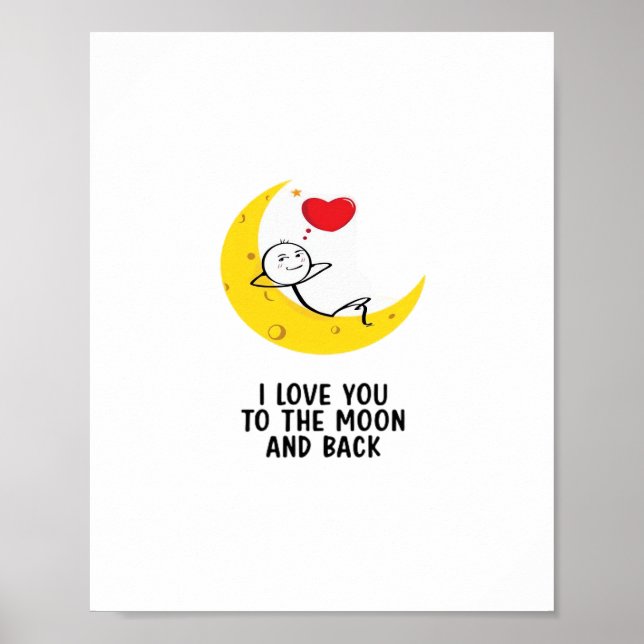Poster Amor Divertido Você Até a Lua e de Volta Figura de (Frente)