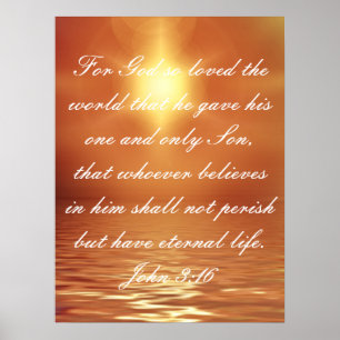 Poster Amor do 3:16 de John do verso da bíblia do deus
