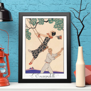 Póster Amor do art deco do vintage, o balanço por George
