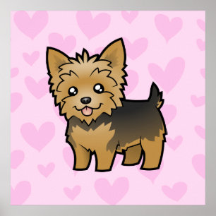 Póster Amor do yorkshire terrier (cabelo curto nenhum
