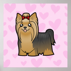 Poster Amor do yorkshire terrier (cabelo longo com arco)