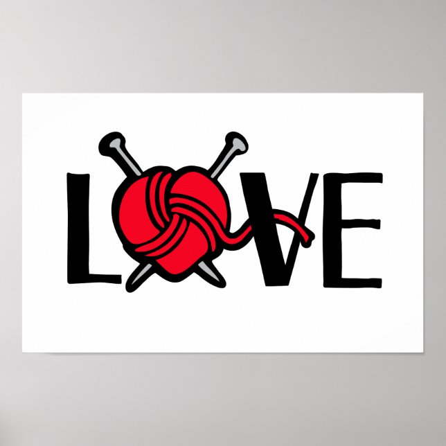 Póster Amor dos malhadores arte gráfica de tricô (Frente)
