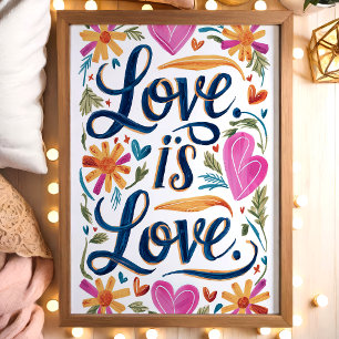 Poster Amor é Arte de Parede LGBTQ Colorida