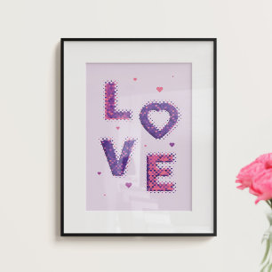 Póster Amor e corações.