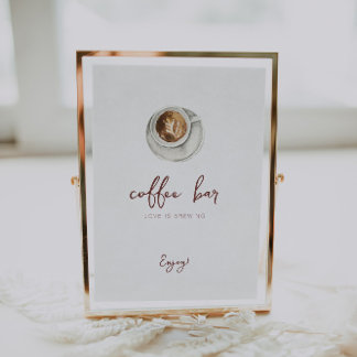 Poster Amor é Criar Sinal de Bar de Café