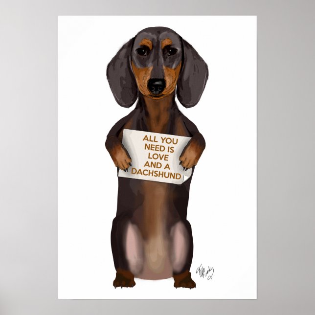 Poster Amor e Dachshund (Frente)