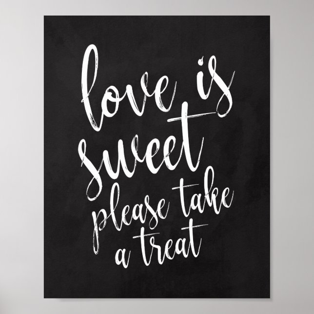 Póster Amor é doce casamento de quadro-negro 8x10 Sinal (Frente)