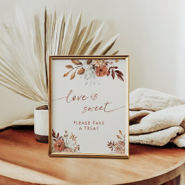 Poster Amor é doce favorita sinal de Chá de panela Boho