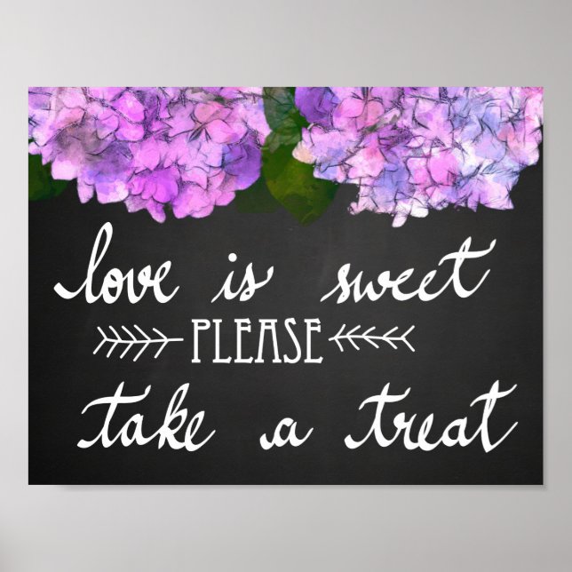 Póster Amor É Doce Fazer Um Casamento De Chalkboard (Frente)