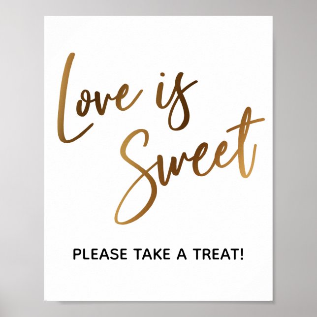 Poster Amor é doce, simples, símbolo de tipografia Dourad (Frente)