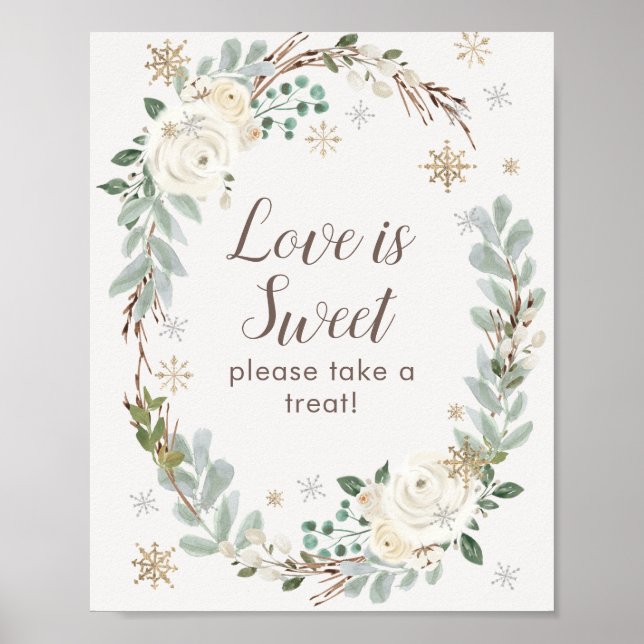 Poster Amor é doce Sinal de Favor de Casamento Floral de  (Frente)
