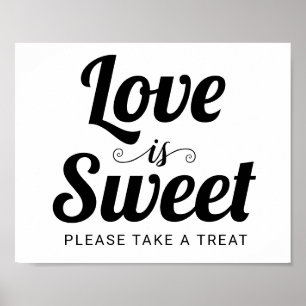 Poster Amor é doce tipografia, bar doce de casamento