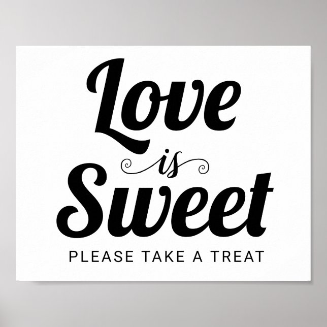 Poster Amor é doce tipografia, bar doce de casamento (Frente)