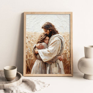 Poster Amor e Fé, Arte Cristã para Paredes, Jesus Abraçan