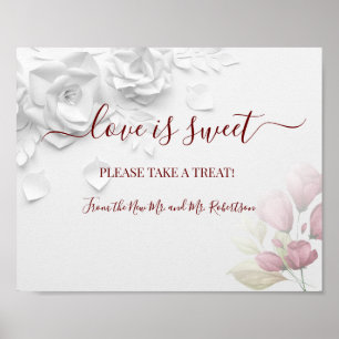 Poster Amor é Mesa Doce Sinal de Casamento Floral
