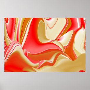 Poster Amor e Ouro Abstrato 3D Arco-íris