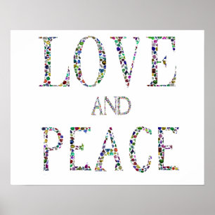 Poster Amor e Paz feitos com Gemstones