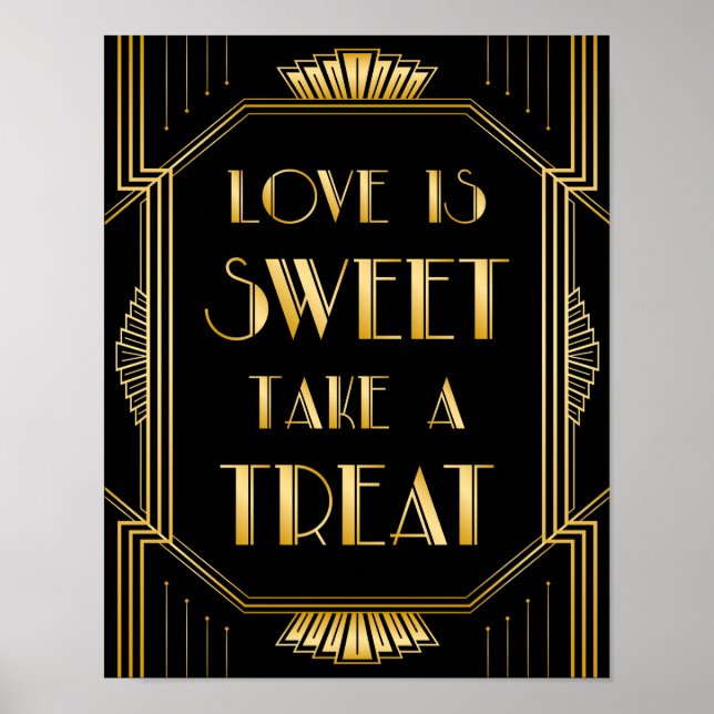Póster Amor é Sinal de Casamento Doce | Gatsby Art Deco (Frente)
