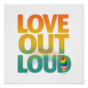 Póster Amor em Voz Alta Tipografia Retro Orgulho Design