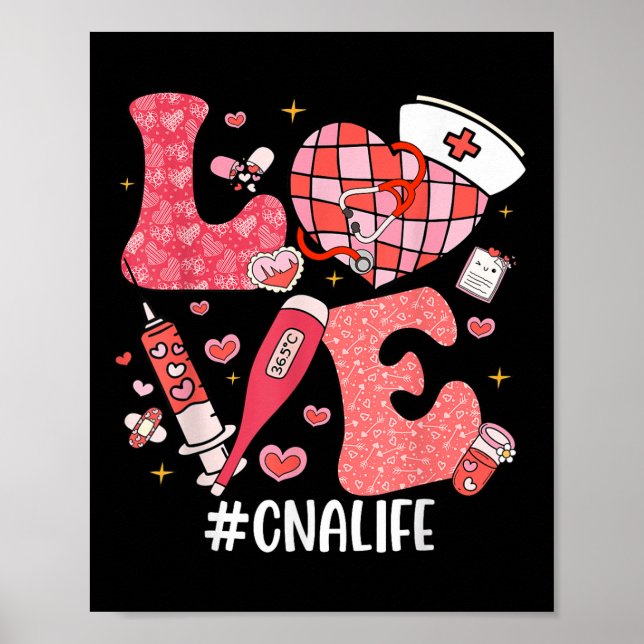 Poster Amor Enfermeira Vida Cna Life Disco Heart Semana (Frente)