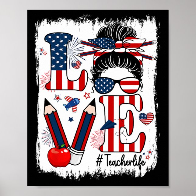 Poster Amor Engraçado Coque Desarrumado Vida de Professor (Frente)
