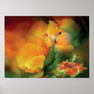 Póster Amor entre o poster/impressão da arte do hibiscus