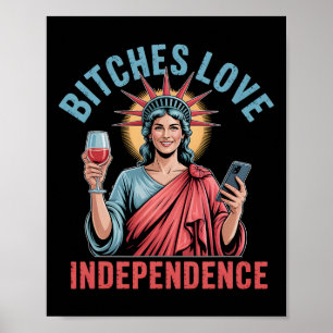 Poster Amor Es Independência Engraçado 4 de Julho Para Mu
