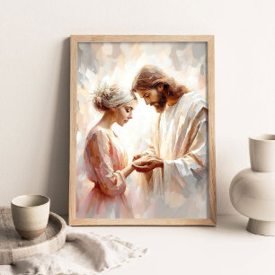 Poster Amor Eterno, Arte Cristã, Arte de Jesus e Mulher,
