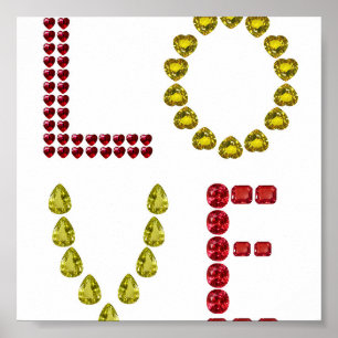 Poster Amor feito com Gemstones