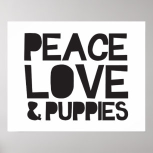 Póster Amor & filhotes de cachorro da paz