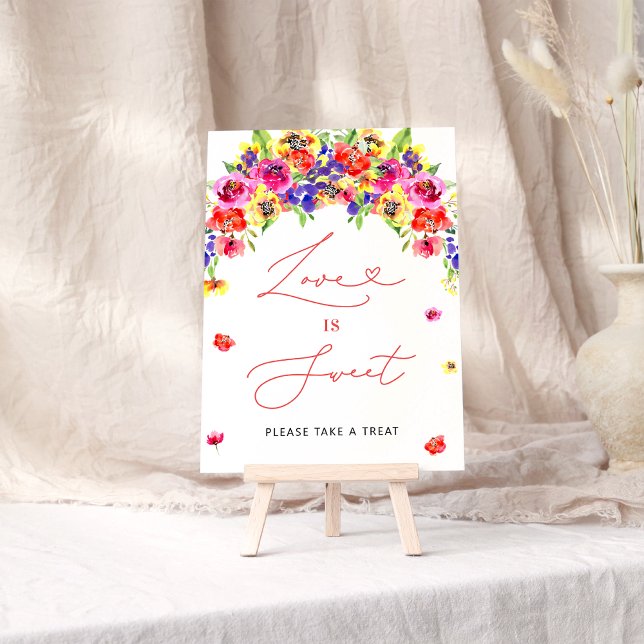 Poster Amor Floral Colorido Vibrante é Doce (Criador carregado)