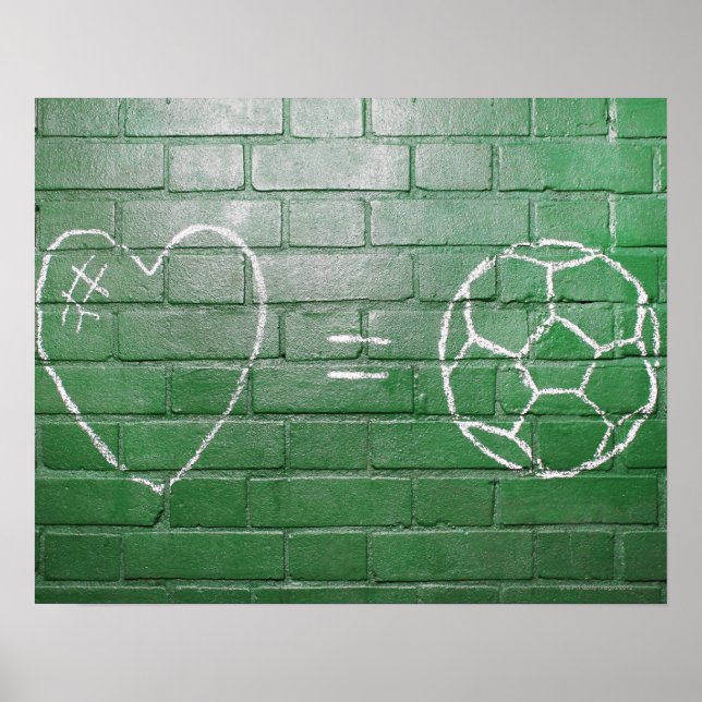 Póster Amor = Futebol desenhado em giz na parede (Frente)