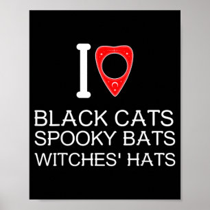 Poster Amor Gato Preto Morcegos Assustadores Chapéus de B