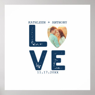 Poster AMOR Gráfico Minimalista Foto em Forma de Coração 