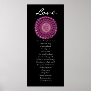 Póster Amor - grinalda magenta da margarida - primeiros