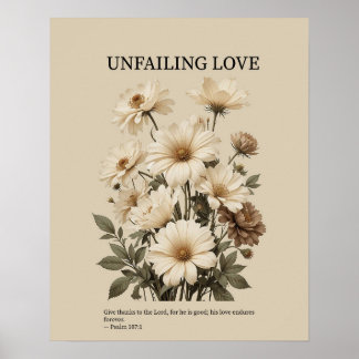 Poster Amor infalível, arte floral cristã para parede
