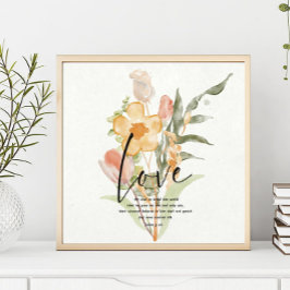 Poster Amor-João 3:16 floral laranja