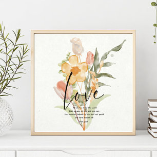 Poster Amor-João 3:16 floral laranja