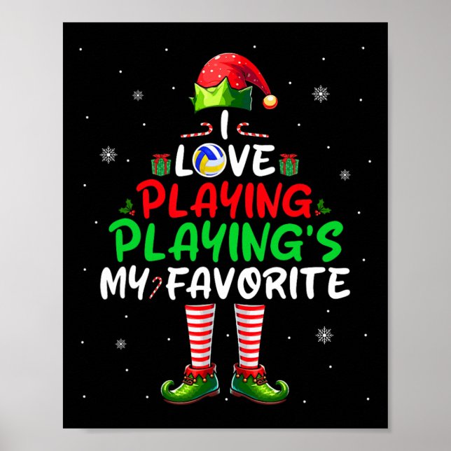 Poster Amor Jogando é Meu Voleibol de Natal Favorito (Frente)