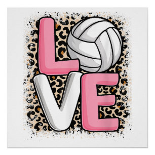 Póster Amor Leopardo-do-voleibol Mulheres Imprimidas Voll