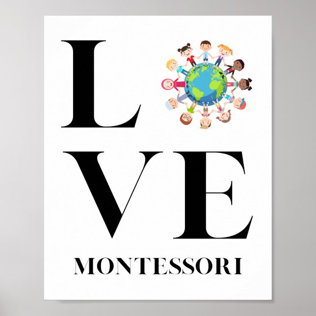 Poster Amor | Montessori | Crianças No Mundo (Frente)