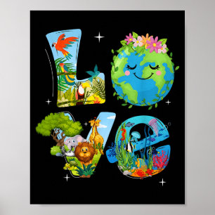 Poster Amor mundo dia da terra 2026 animal ambiental tre