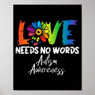 Poster Amor Não Precisa de Palavras Flor Conscientização
