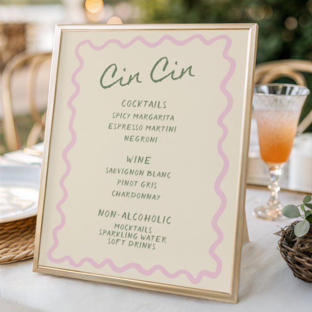 Poster Amor no Blogue Sage Pink Cin Cin Menu Bar (Criador carregado)