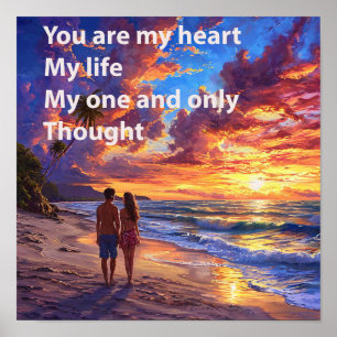 Poster 🌅 Amor no Mar de Casal Inspiração Romântica de Di