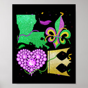 Poster Amor Nola Louisiana Mapa Contas E Coroa Terça-feir