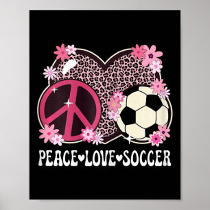 Poster Amor Paz Futebol Amante Estampa de Leopardo Mulher