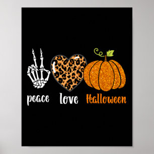 Poster amor pela paz Skeleton cair Pumpkin lepard Hallowe